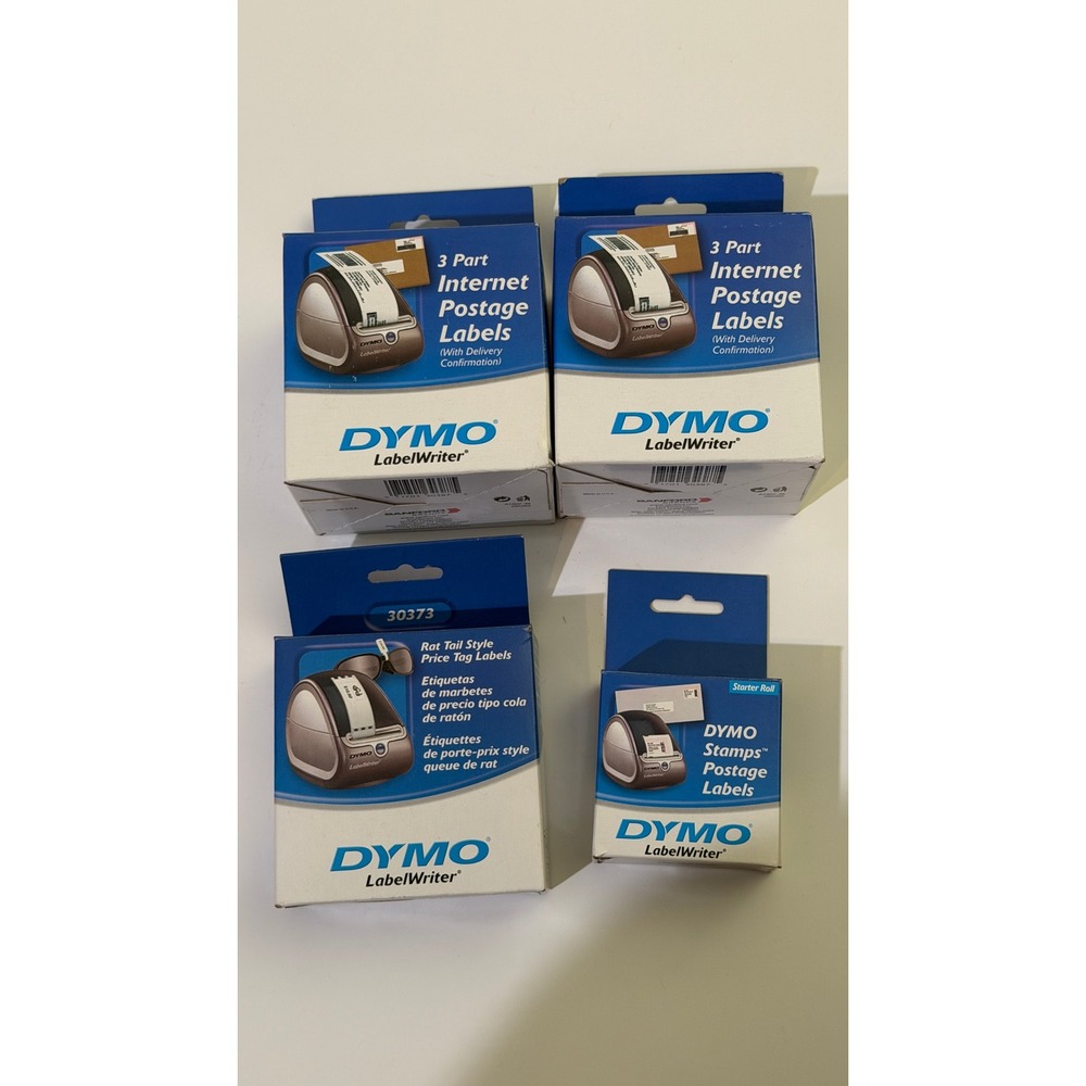 DYMO LabelWriter Labels Bundle 30387 30373 Postage Rat Tail 4 Rolls Total